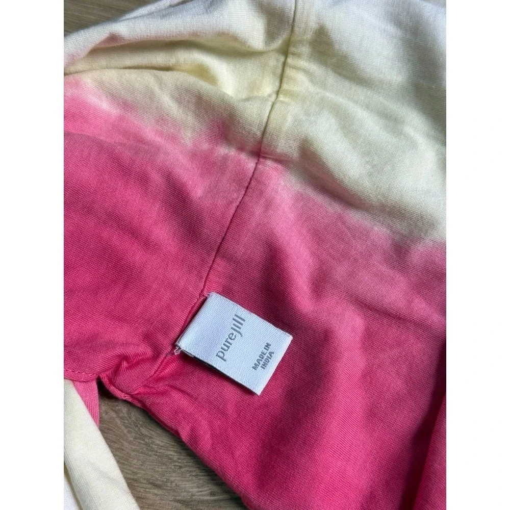 EUC Womens Pure Jill‎ circle ombre scarf pink yellow 100% pima cotton coastal